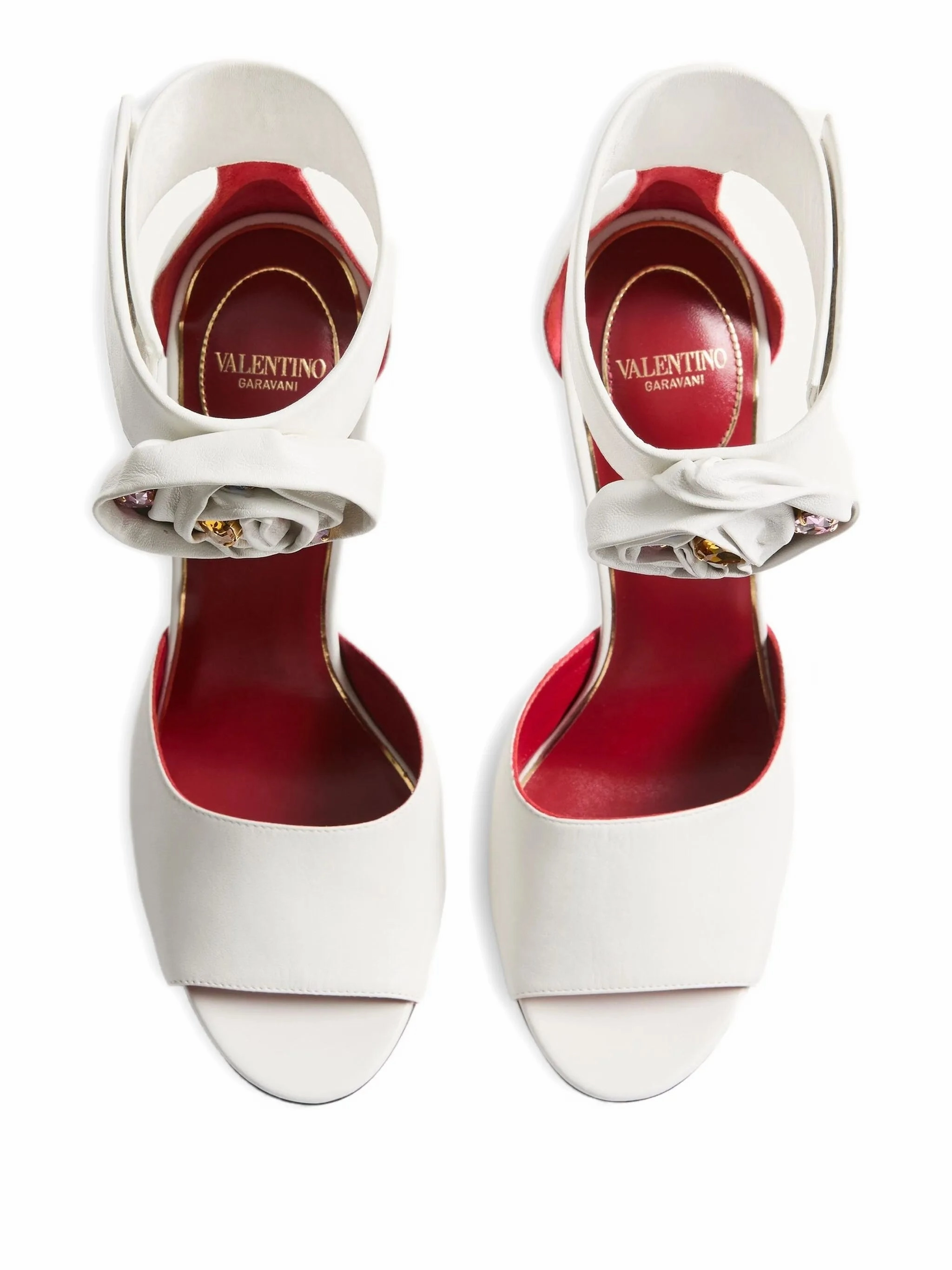 Best Leather Sandals 105mm Drip Rose rose-detail ankle-strap sandals