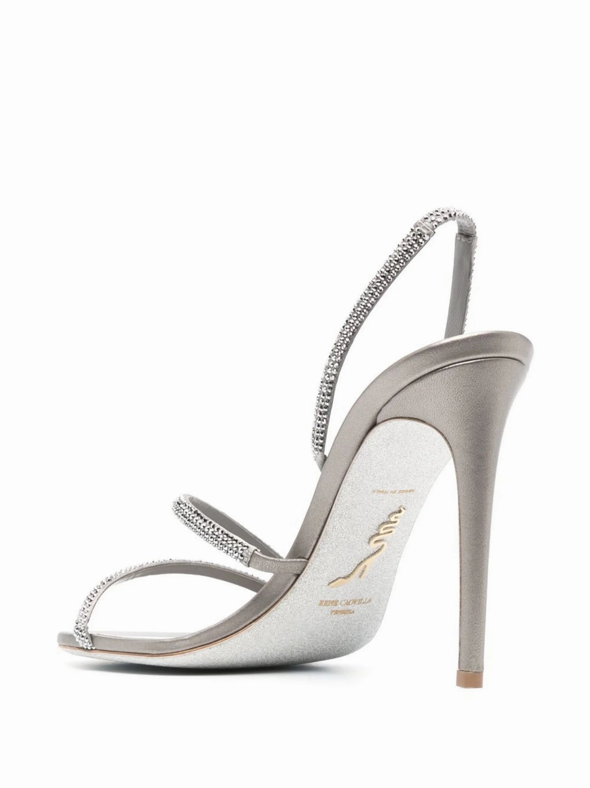 Silver Flat Sandals 115mm crystal-embellished sandals