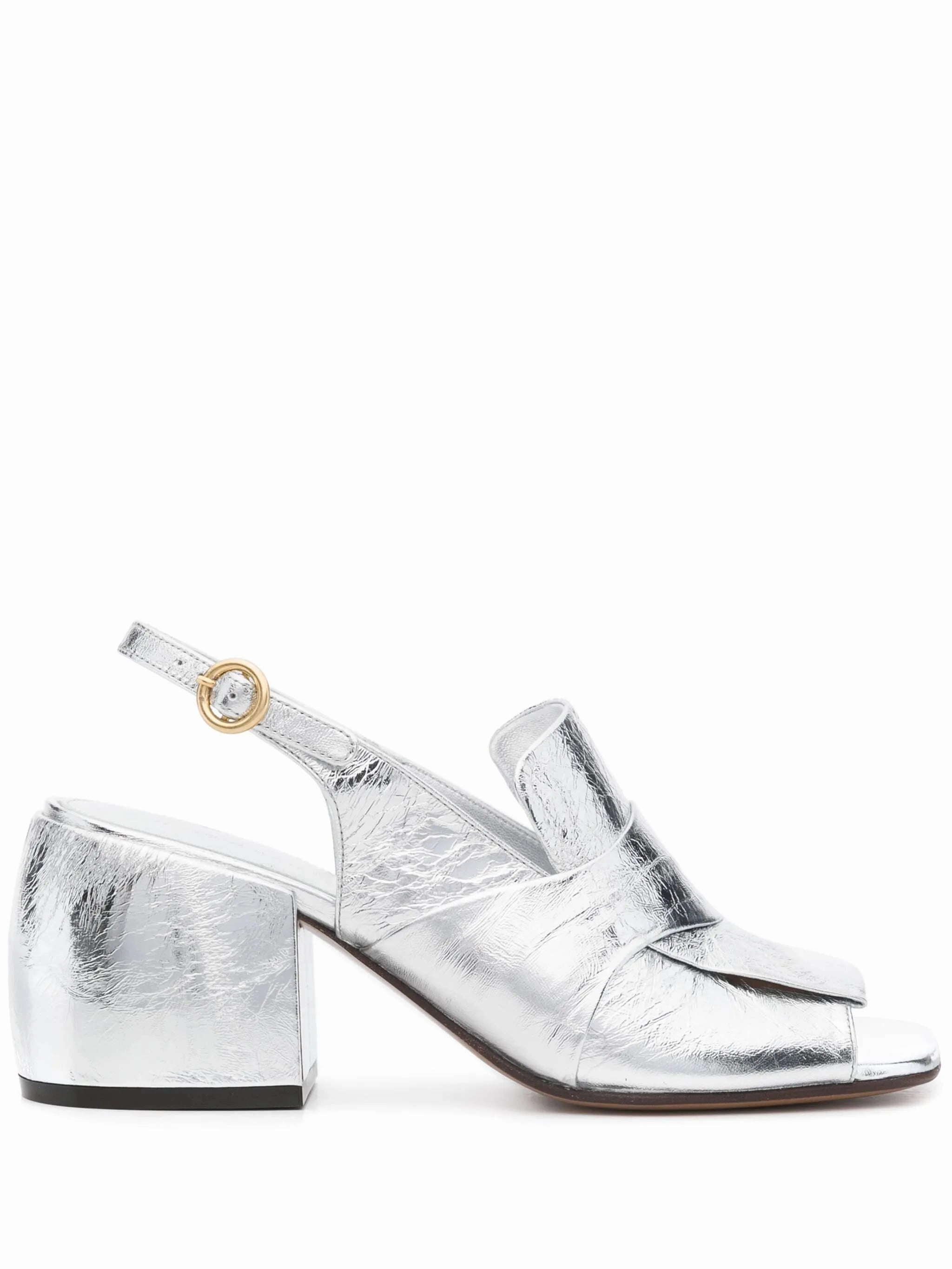 Oofos Slide Sandals 70mm metallic leather sandals