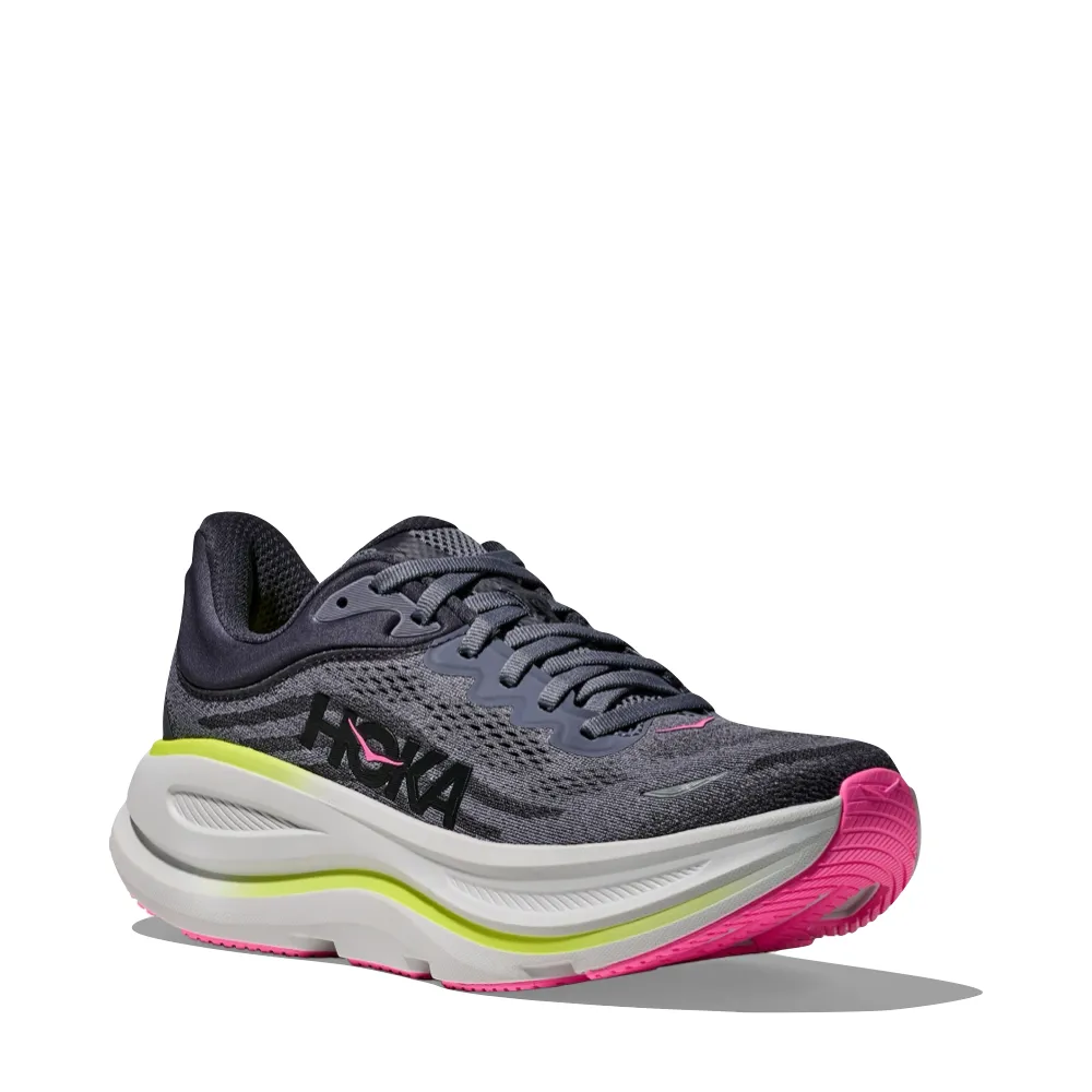 Best For Flat Feet Hoka Women's Bondi 9 Sneaker in Charcoal Grey/Grey Skies