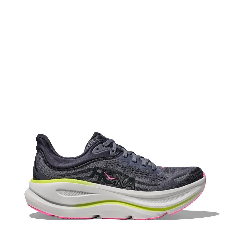 Clifton 10 Hoka Women's Bondi 9 Sneaker in Charcoal Grey/Grey Skies