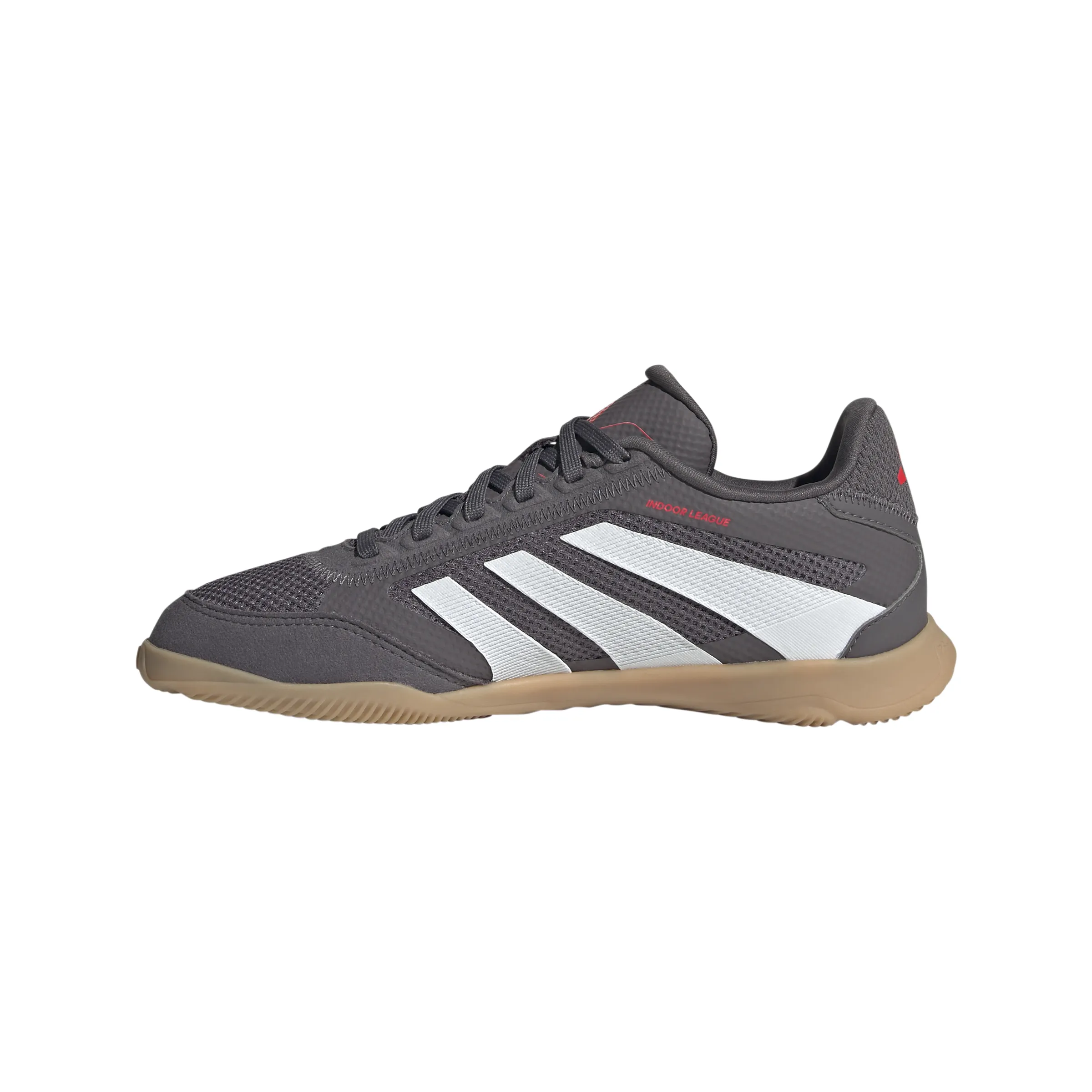 adidas Junior Predator League IN Indoor Soccer Shoes - grey strata/ftwr white/lucid red Unisex-adult F50 Pro Firm Ground Soccer Sneaker