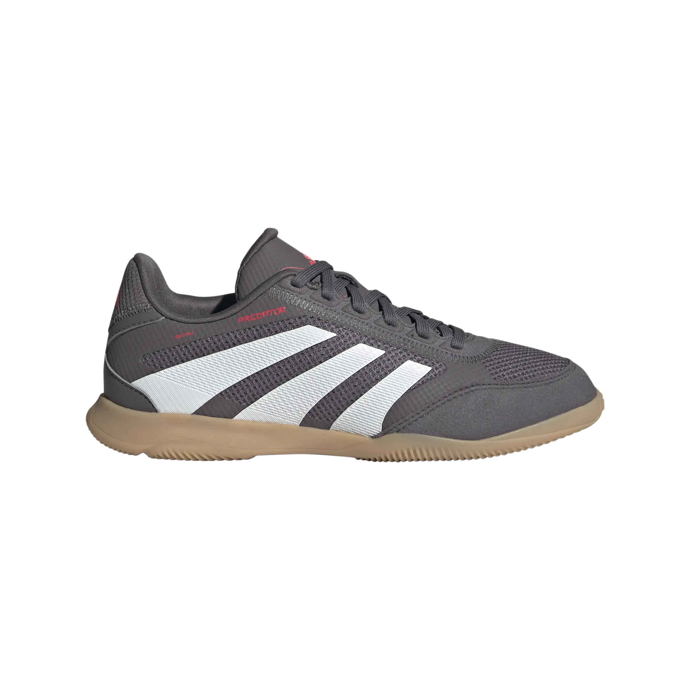adidas Junior Predator League IN Indoor Soccer Shoes - grey strata/ftwr white/lucid red Popular Soccer Cleats
