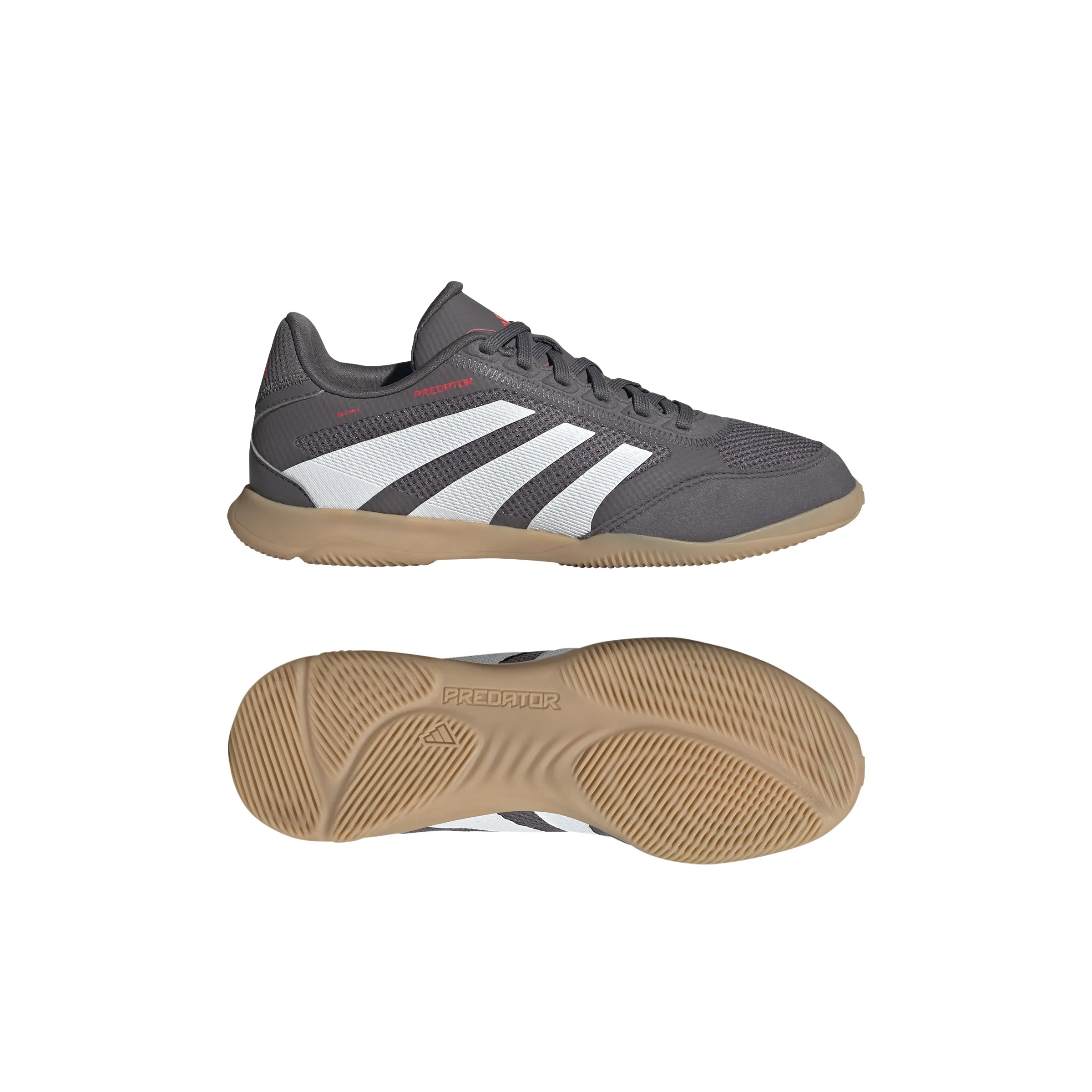 adidas Junior Predator League IN Indoor Soccer Shoes - grey strata/ftwr white/lucid red