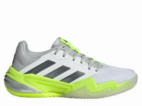 White Casual Tennis Shoes Adidas Barricade 13 Clay Ladies Tennis Shoe (White/Neon)