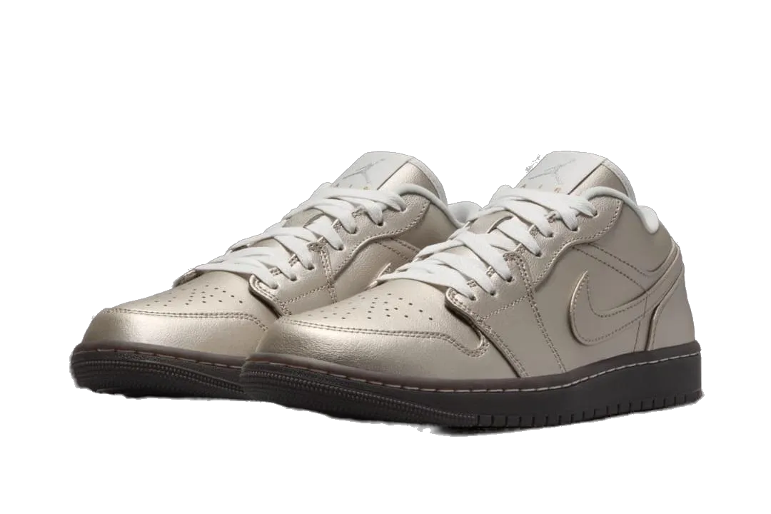 Nike Shoe Sketch Nike Women's Jordan 1 Low Se Shoes - Metallic Zinc / Summit White / Velvet Brown