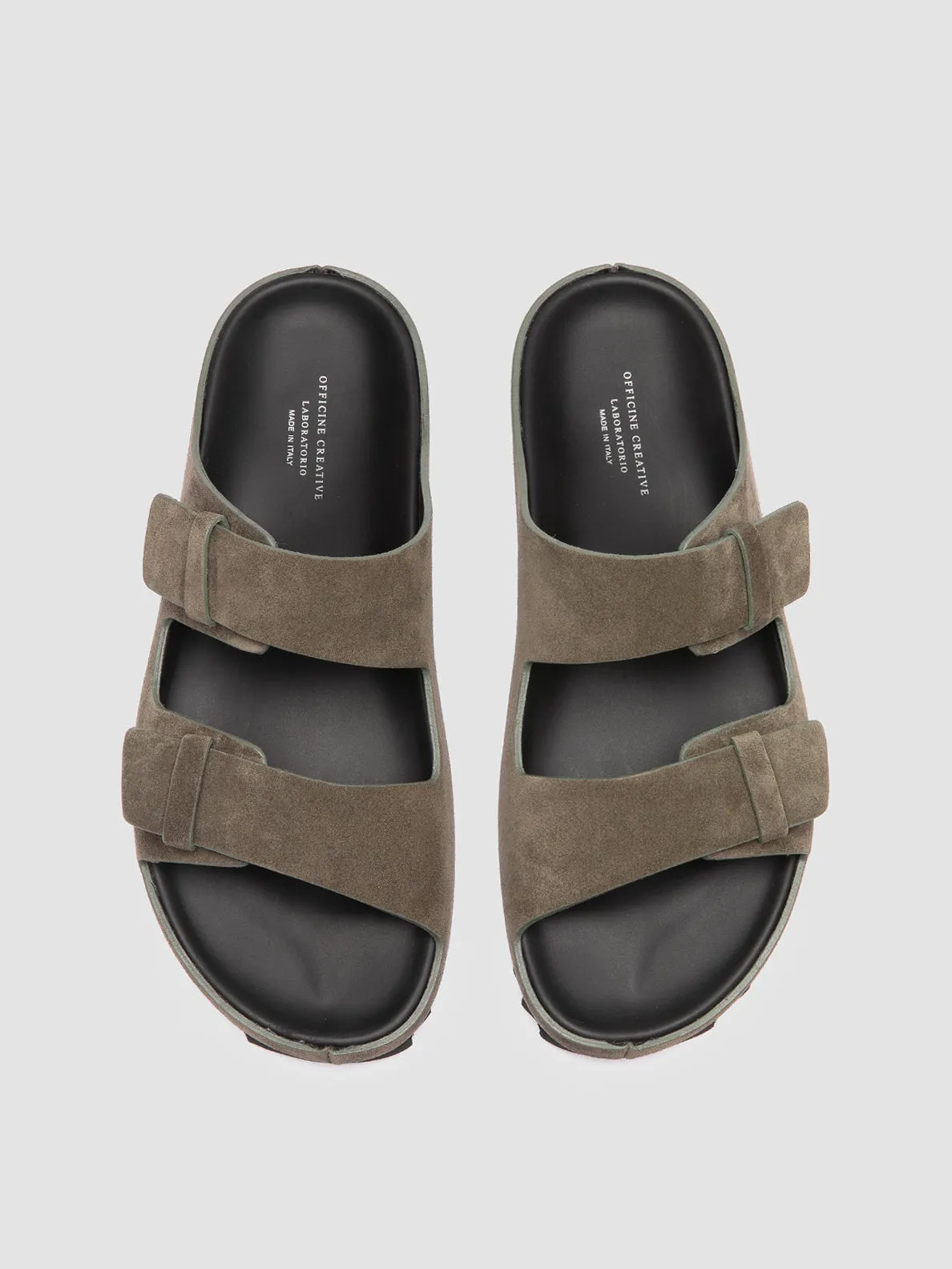 AGOR 010 - Green Suede Slide Sandals Closed Toe Platform Sandals