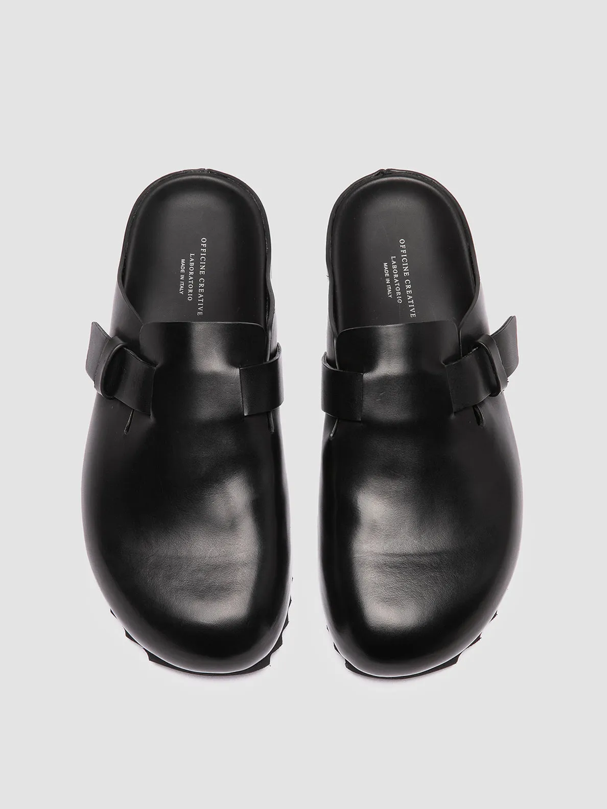 AGOR 012 - Black Leather Mule Sandals Strappy Summer Sandals