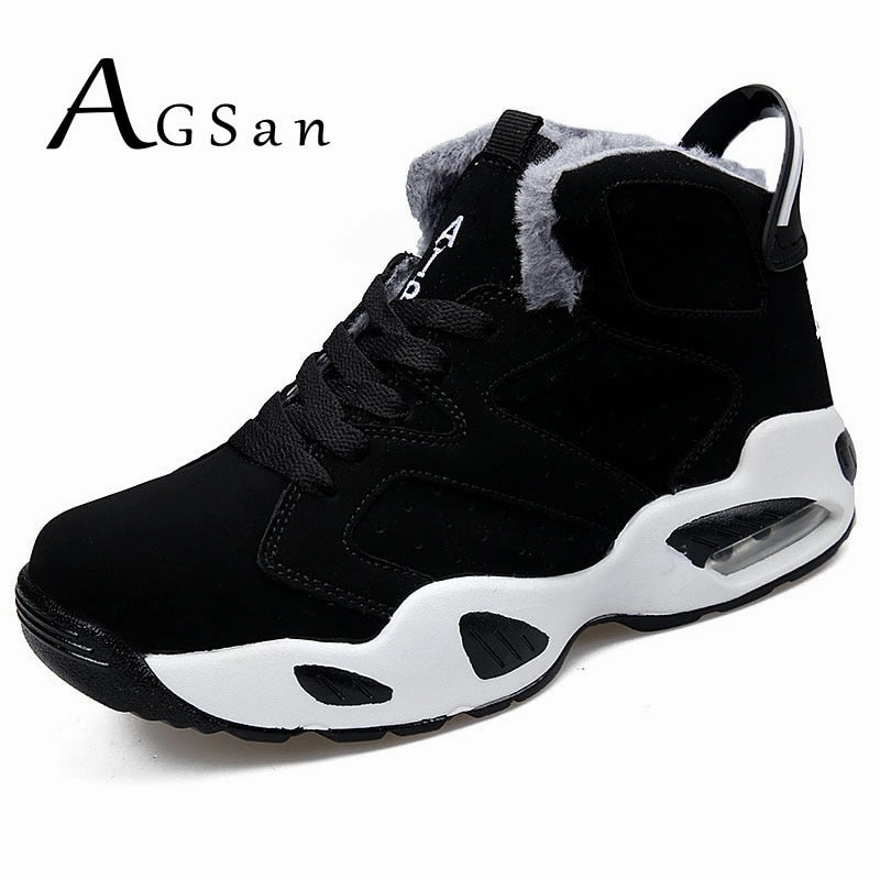 Flame Boots AGSan men boots couple men's winter warm snow boots mens fur plush high top ankle boots sneakers work shoes men botas lace up