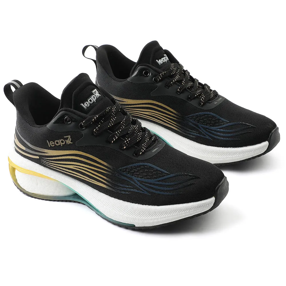 Leap7x Black Sports Lacing Running Shoes For Men MOSCOW-2 By Liberty Swift Run Running Shoe