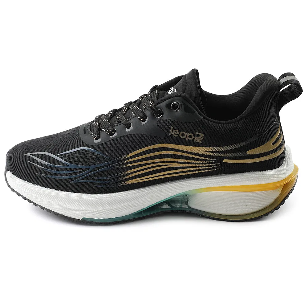 Budget Running Shoes Leap7x Black Sports Lacing Running Shoes For Men MOSCOW-2 By Liberty