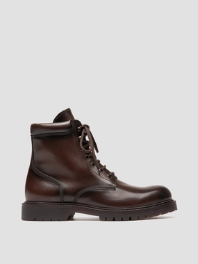 BOSS 002 - Brown Leather Lace Up Boots Hiking