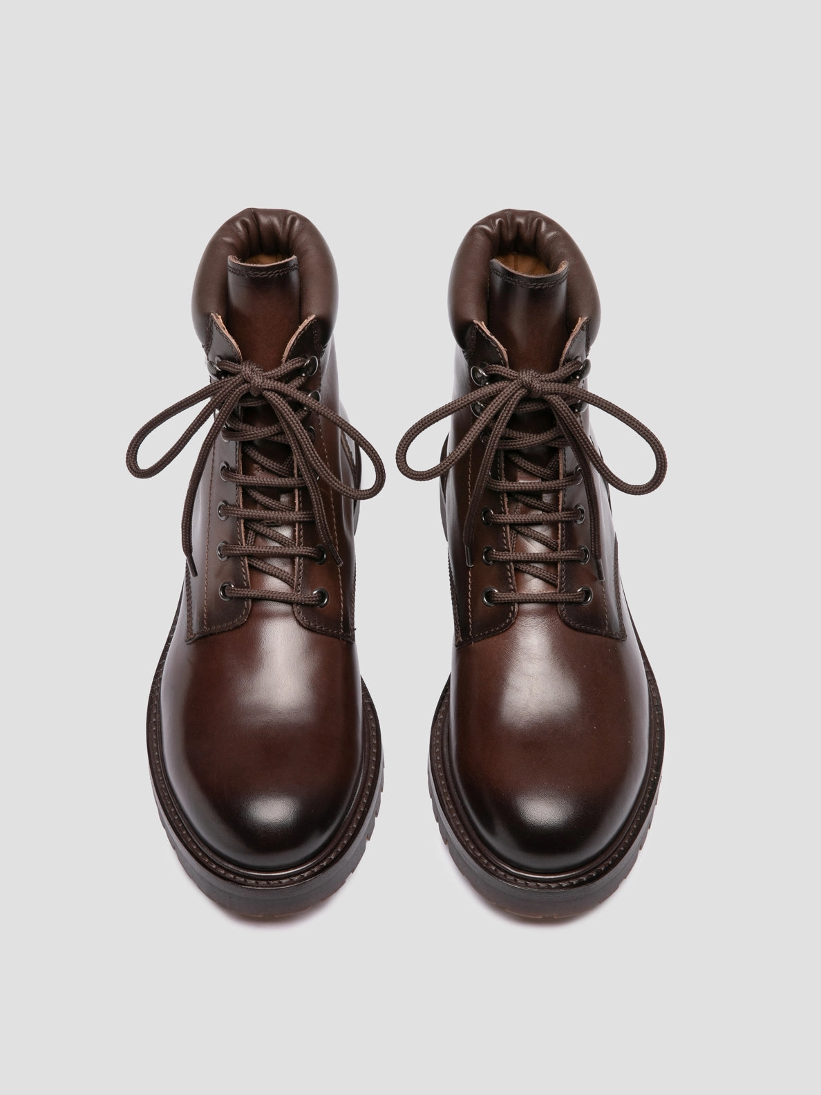 Cowboy Boots Square Toe BOSS 002 - Brown Leather Lace Up Boots