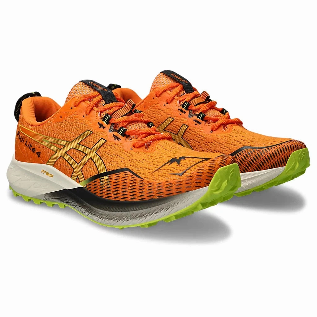 Men's Asics Fuji Lite 4 Bright Orange/Neon Lime Trail Racing Shoe