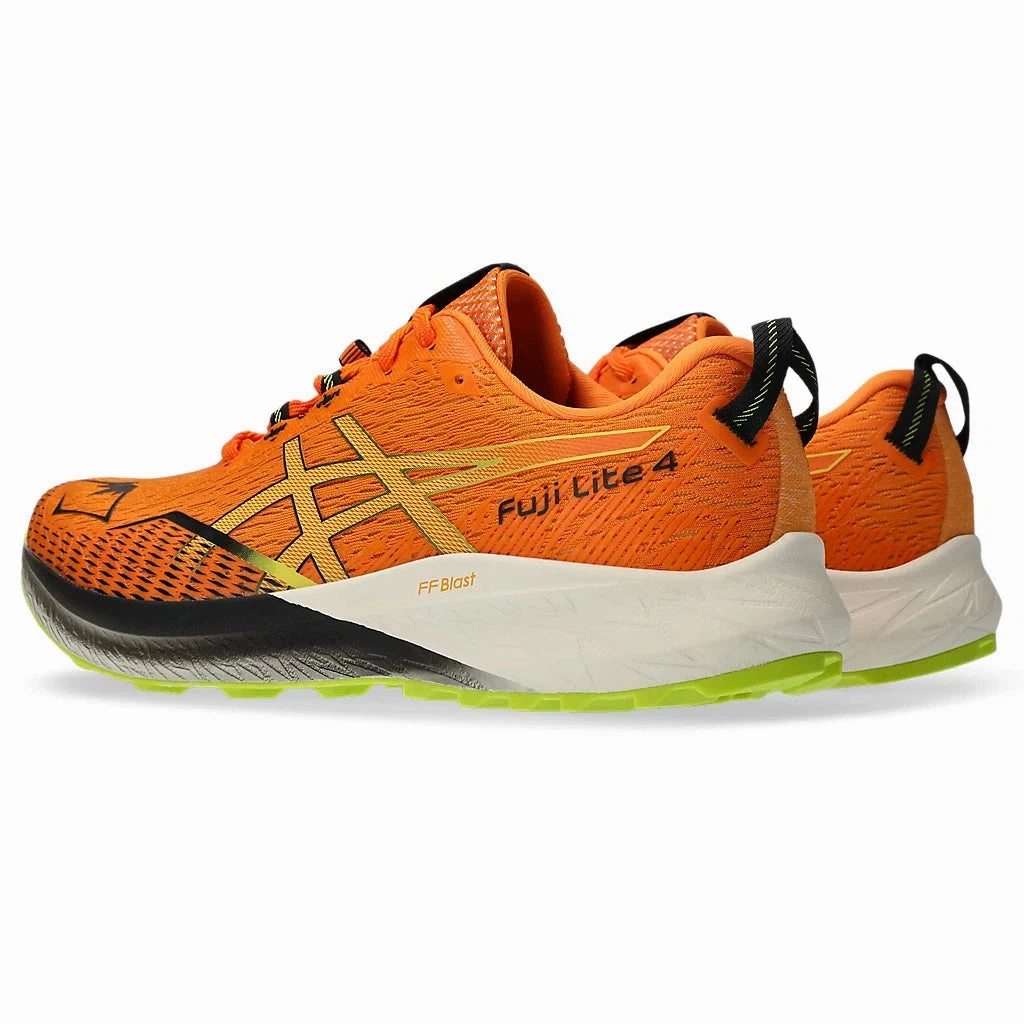 Trail Running Shoes Wide Width Men's Asics Fuji Lite 4 Bright Orange/Neon Lime