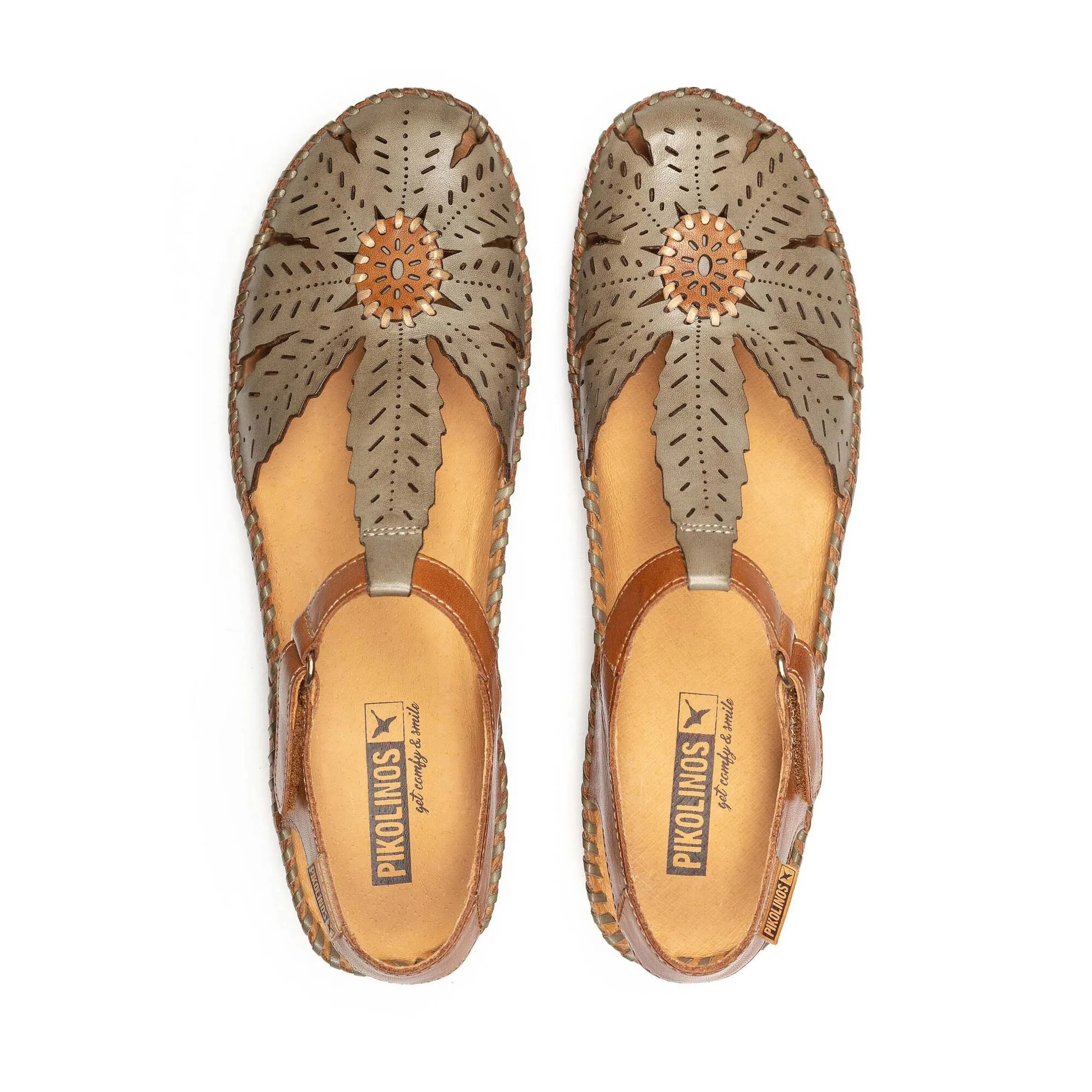 Velcro Sandals Pikolinos Women's Puerto Vallarta Semi-Open Toe Wedge Sandal - Sage