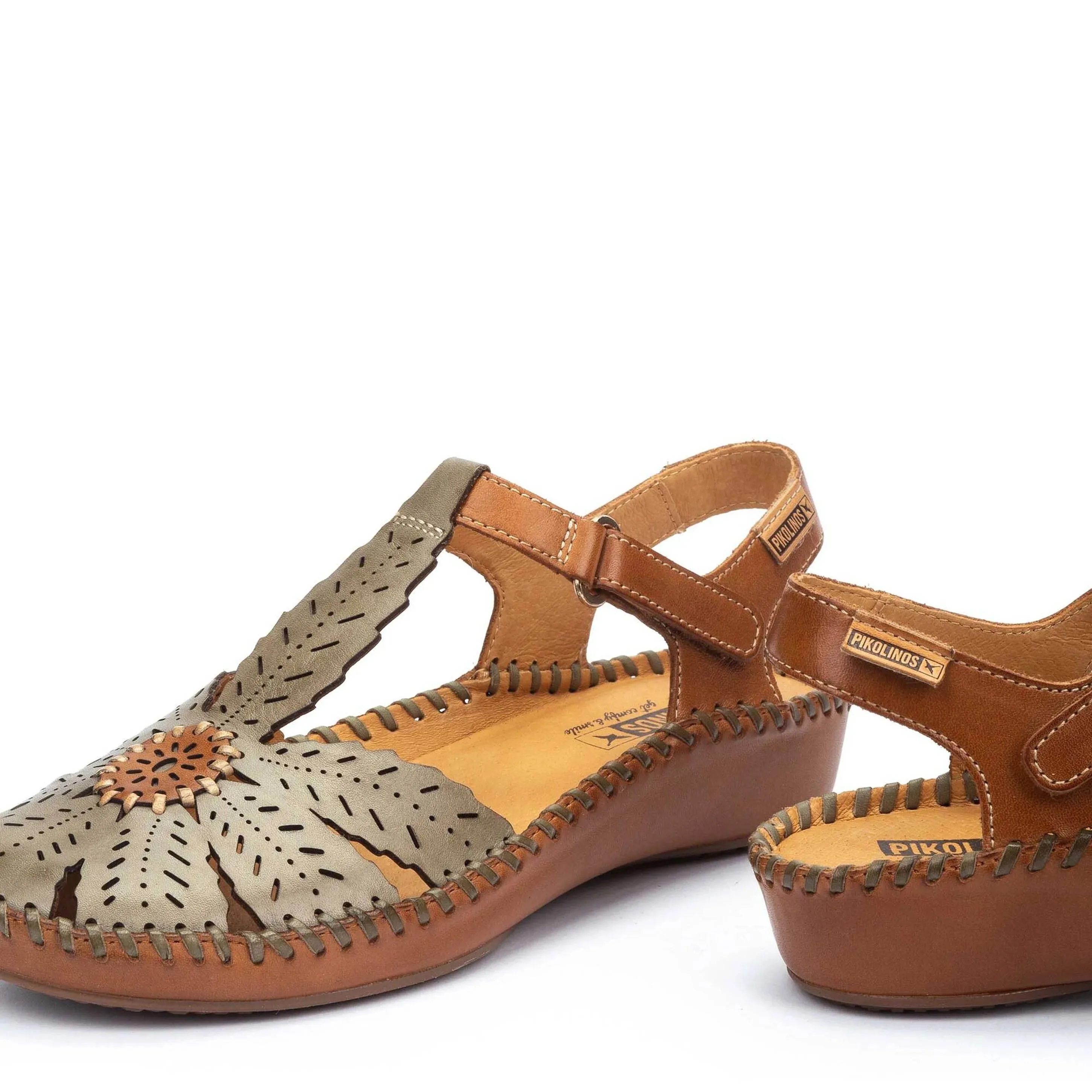 Sandals Brands Pikolinos Women's Puerto Vallarta Semi-Open Toe Wedge Sandal - Sage