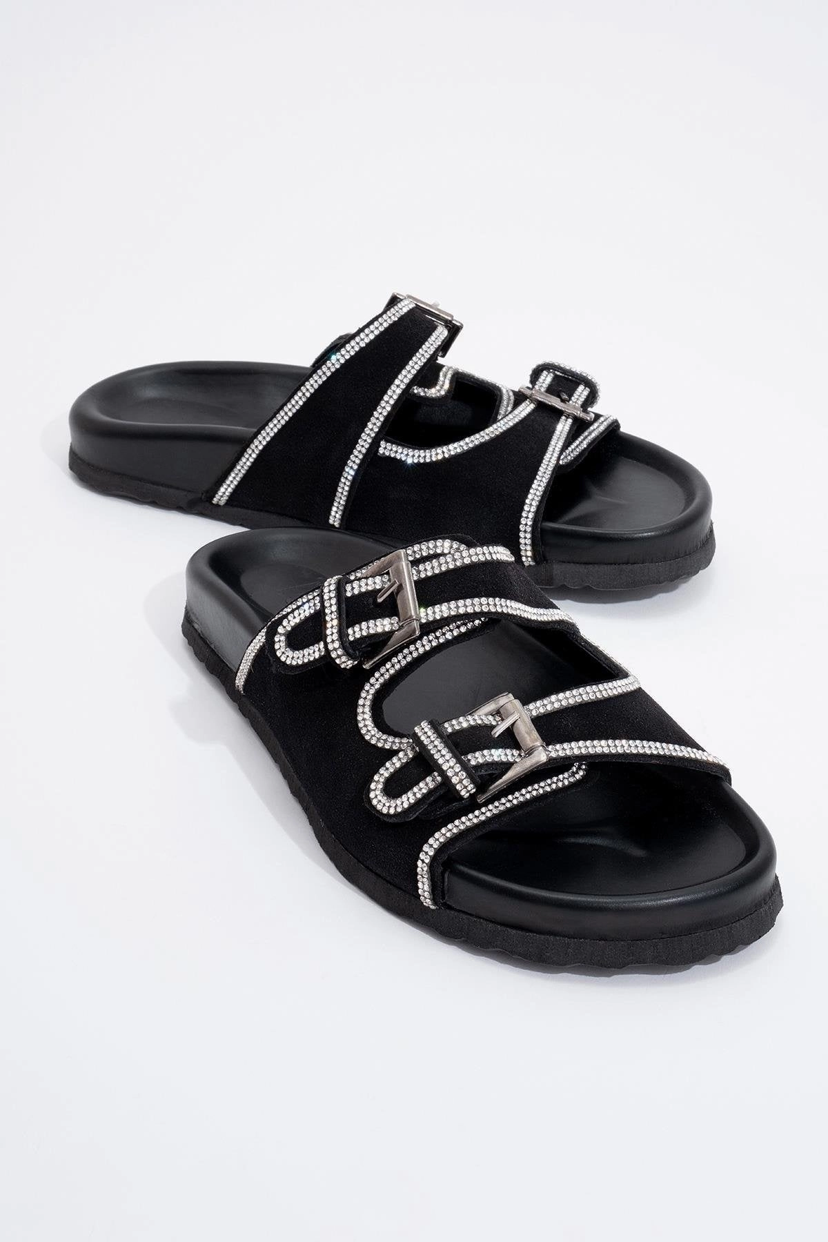 Allen Rhinestone Leather Slide Sandal (Women) Sandals Puma