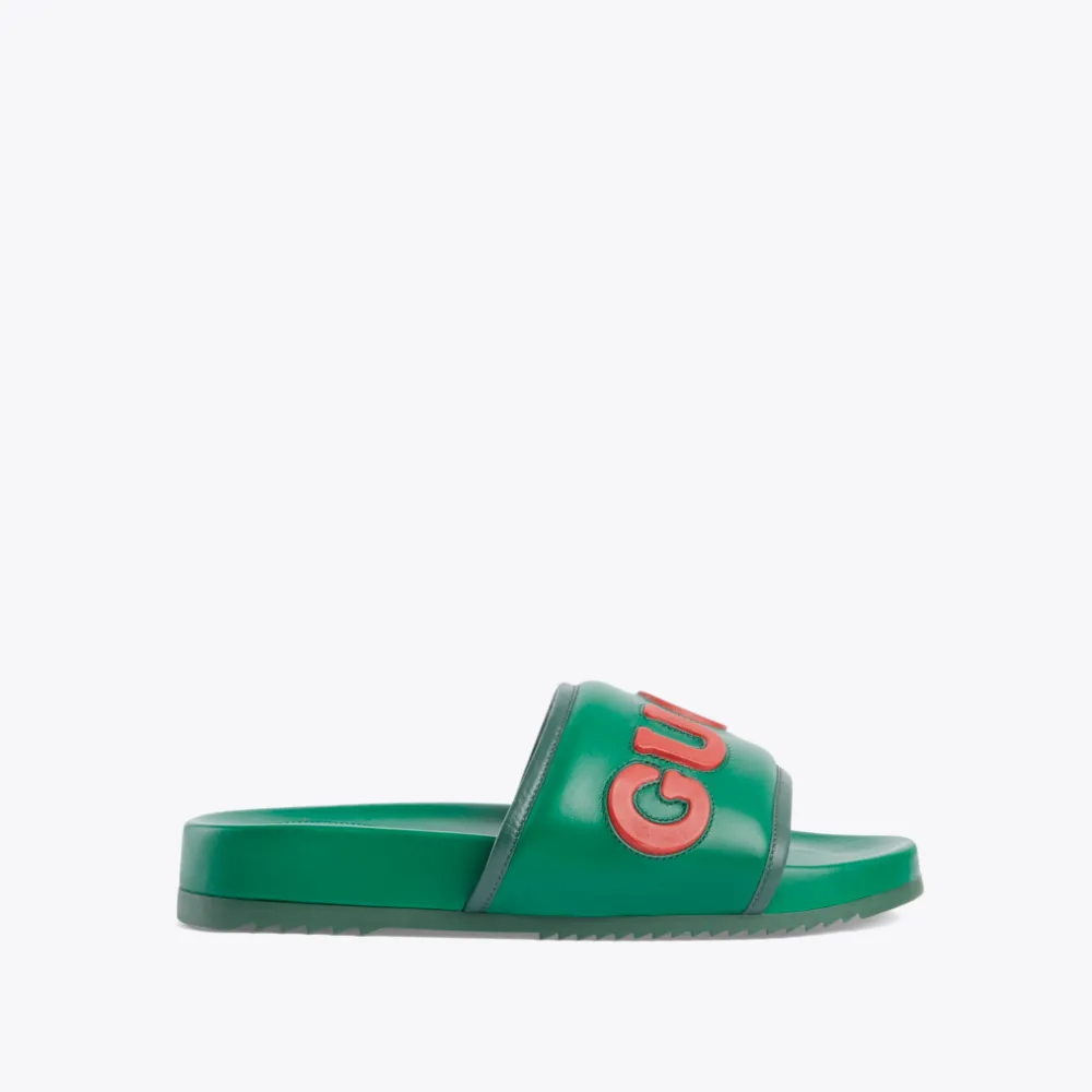 Green Leather Slide Sandal Designer Slides & Sandals for Men Andre Gabor Sandals