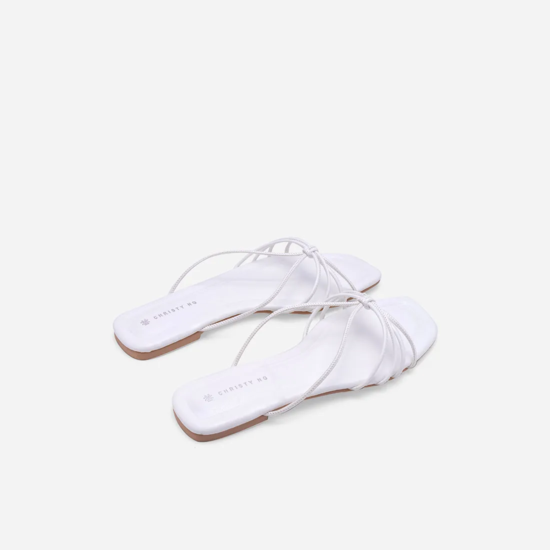 White Slide Sandals Areti Strappy Sandals