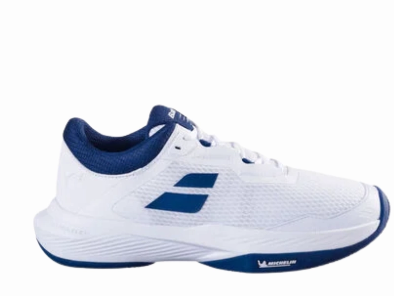 Tennis Shoes Slip Ons Babolat SFX 4 Clay Mens Tennis Shoes (White/Estate Blue)