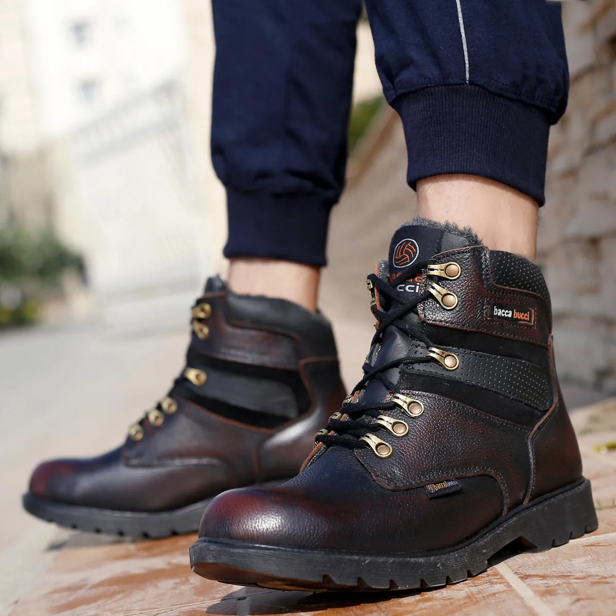 Barn Cowboy Boots Bacca Bucci Genuine Grain Leather Boots | Snow Boots with 6 Inches Steel Toe Cap