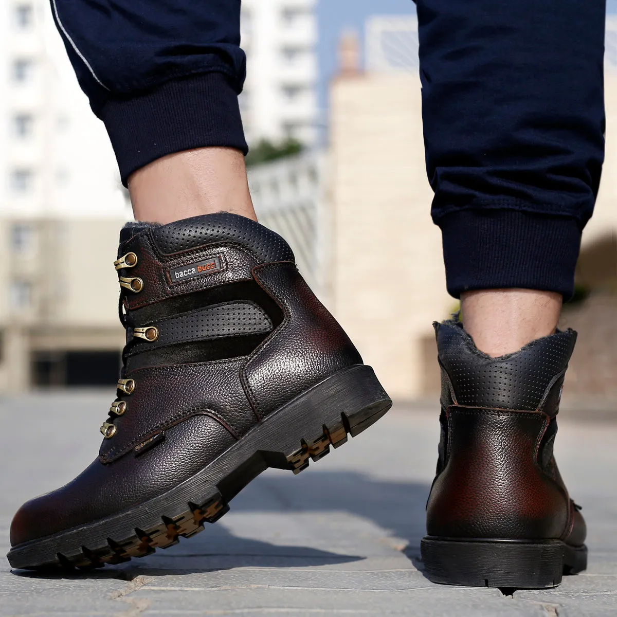 Sparkling Boots Bacca Bucci Genuine Grain Leather Boots | Snow Boots with 6 Inches Steel Toe Cap