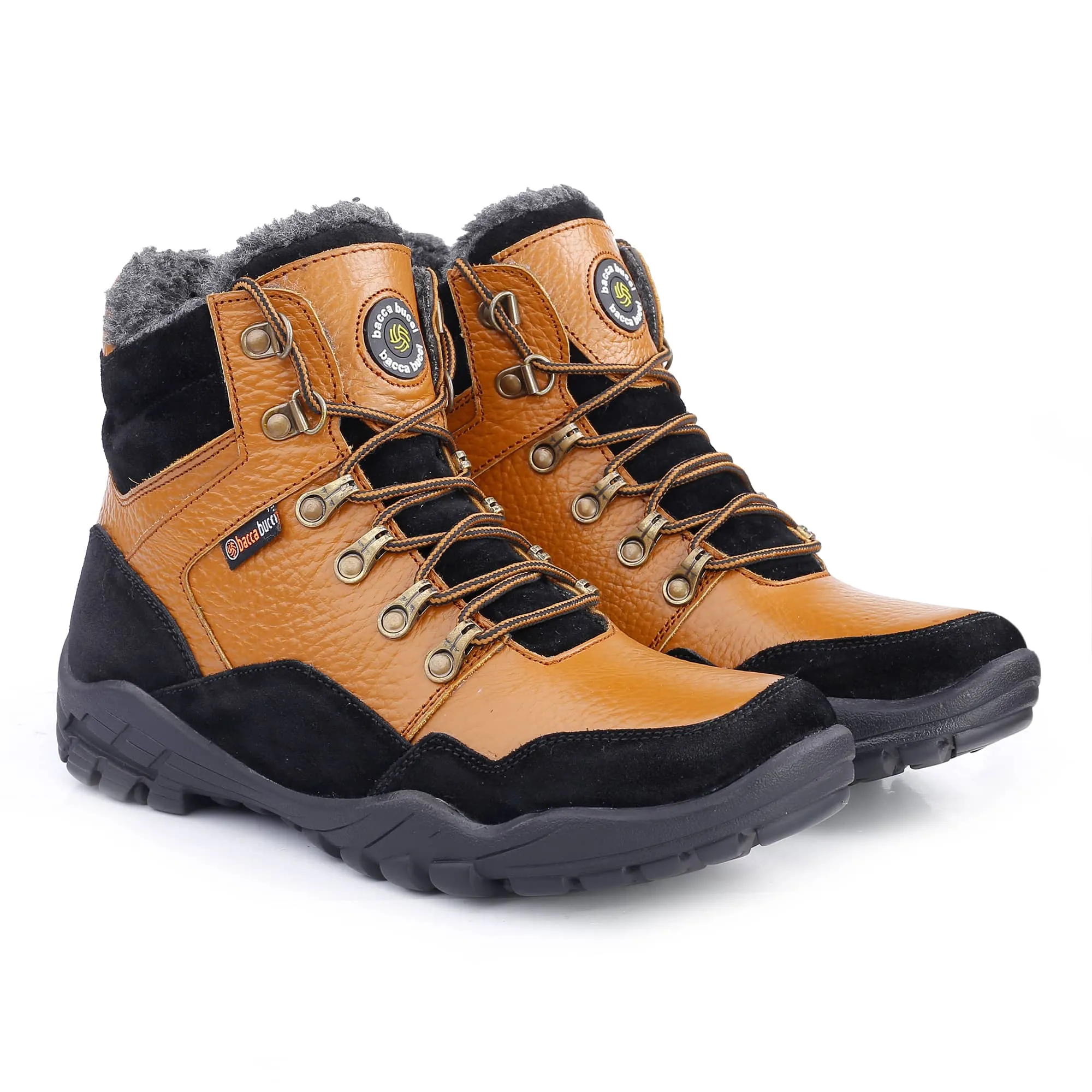 Bacca Bucci Genuine leather Grain Boots with Fur Buy Hiking Shoes India