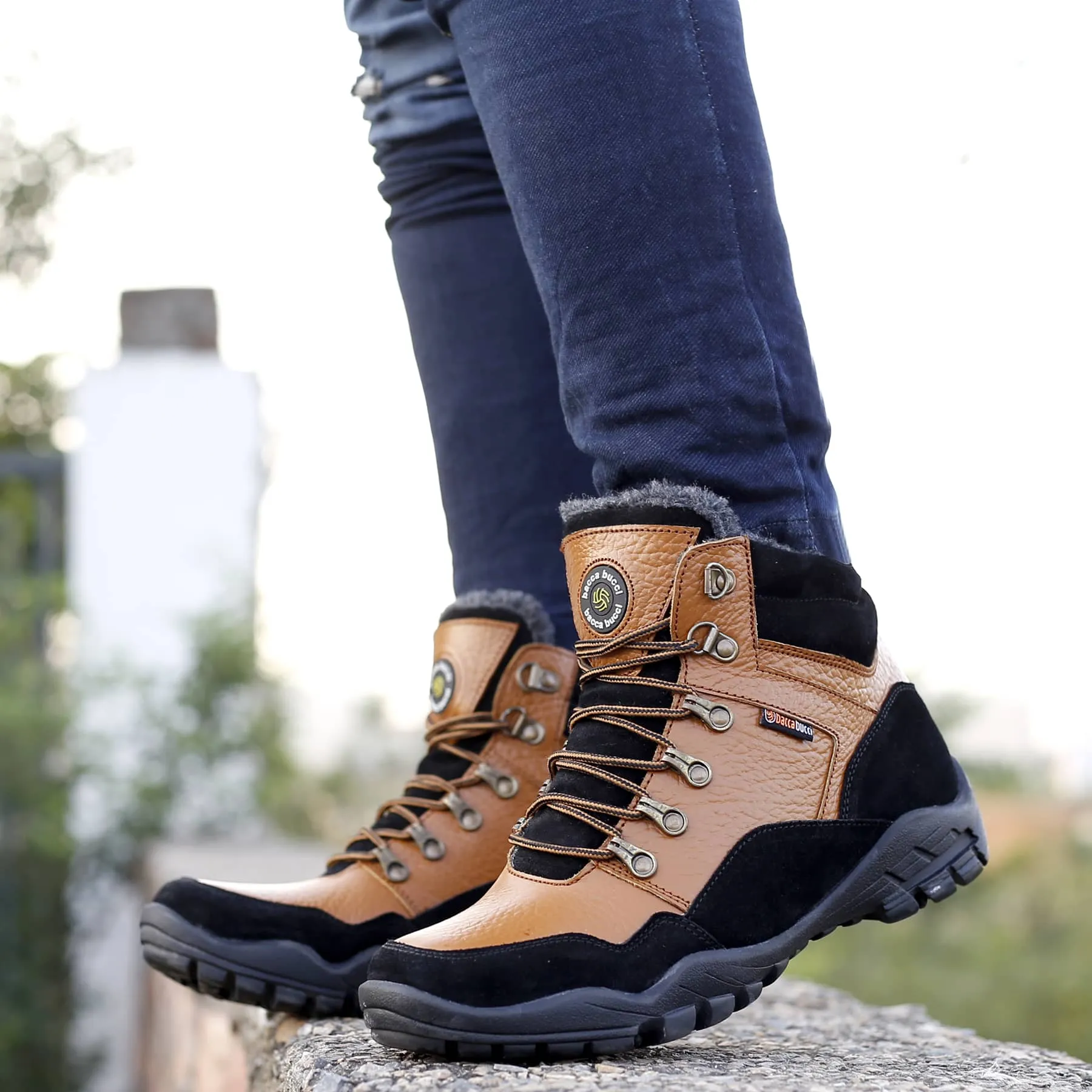 Nevados Hiking Shoes Bacca Bucci Genuine leather Grain Boots with Fur