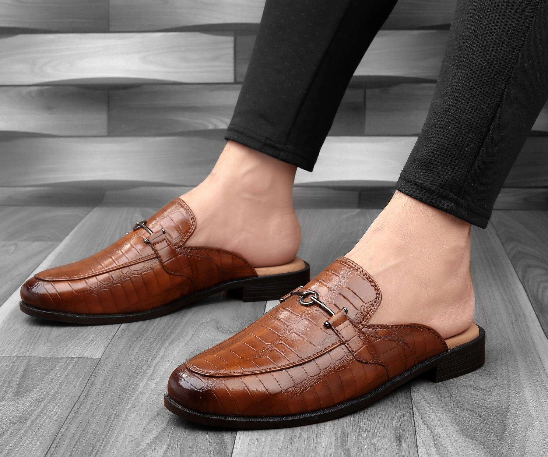 Bacca Bucci Men's NOVA Mules Clogs Open back Loafers with Comfortable Memory Insoles Wine Loafers