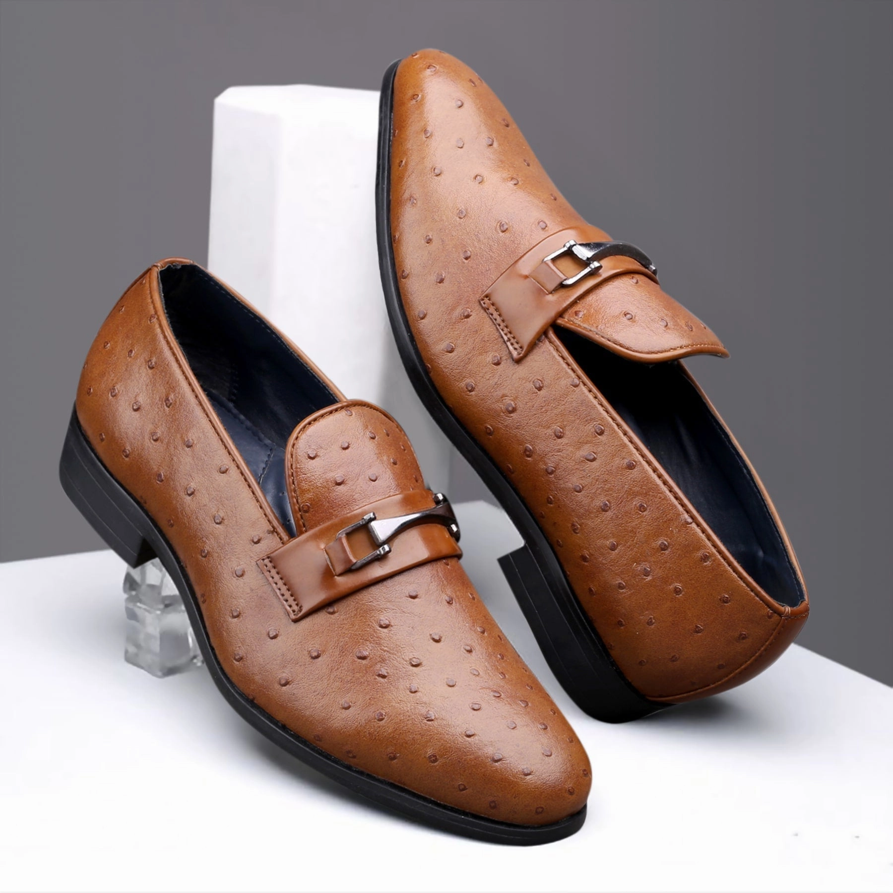 Loafers With Bottoms Bacca Bucci OSTRICH Party Textured Loafers | Wedding Dress Formal Slip-on Shoes