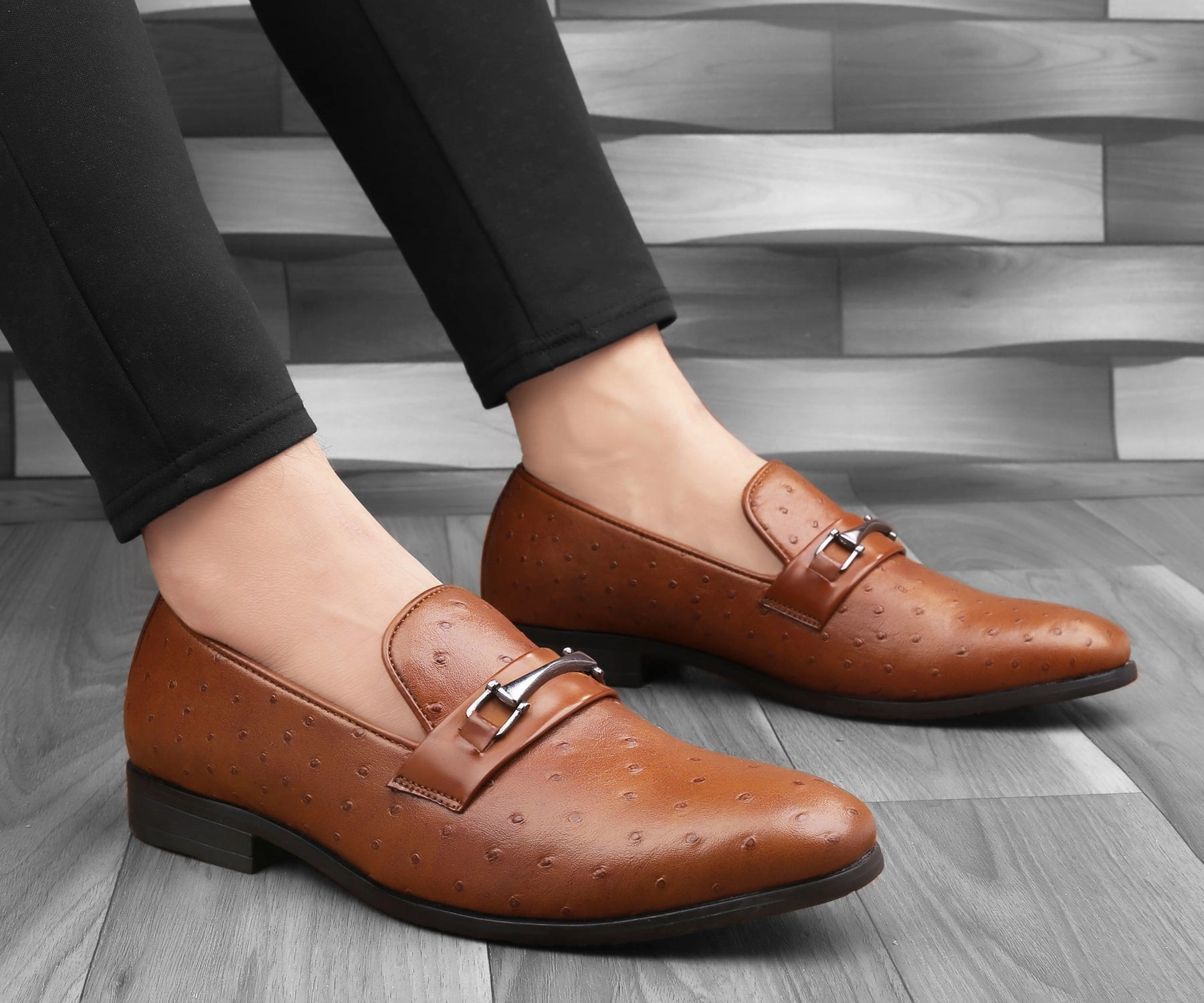 Slacks And Loafers Bacca Bucci OSTRICH Party Textured Loafers | Wedding Dress Formal Slip-on Shoes