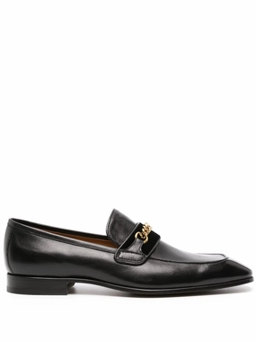 Loafers With Gold Baily square-toe leather loafers