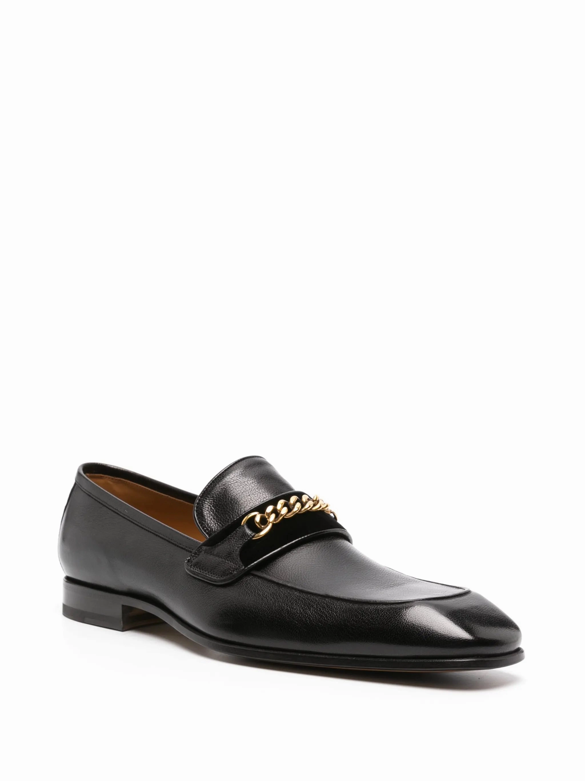 Baily square-toe leather loafers Monolith Brushed Leather Loafers