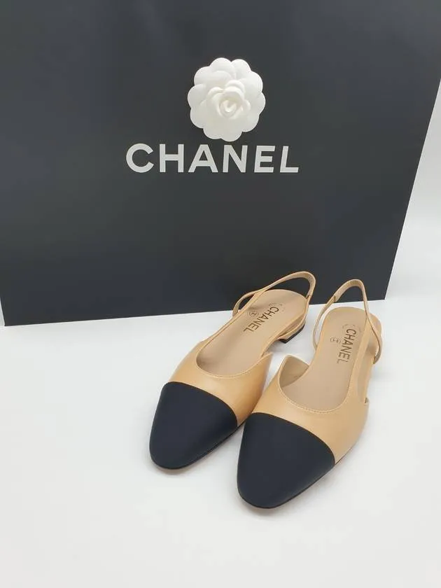 Slingbacks Goatskin Grosgrain & Beige Black Chanel Sequin Heels