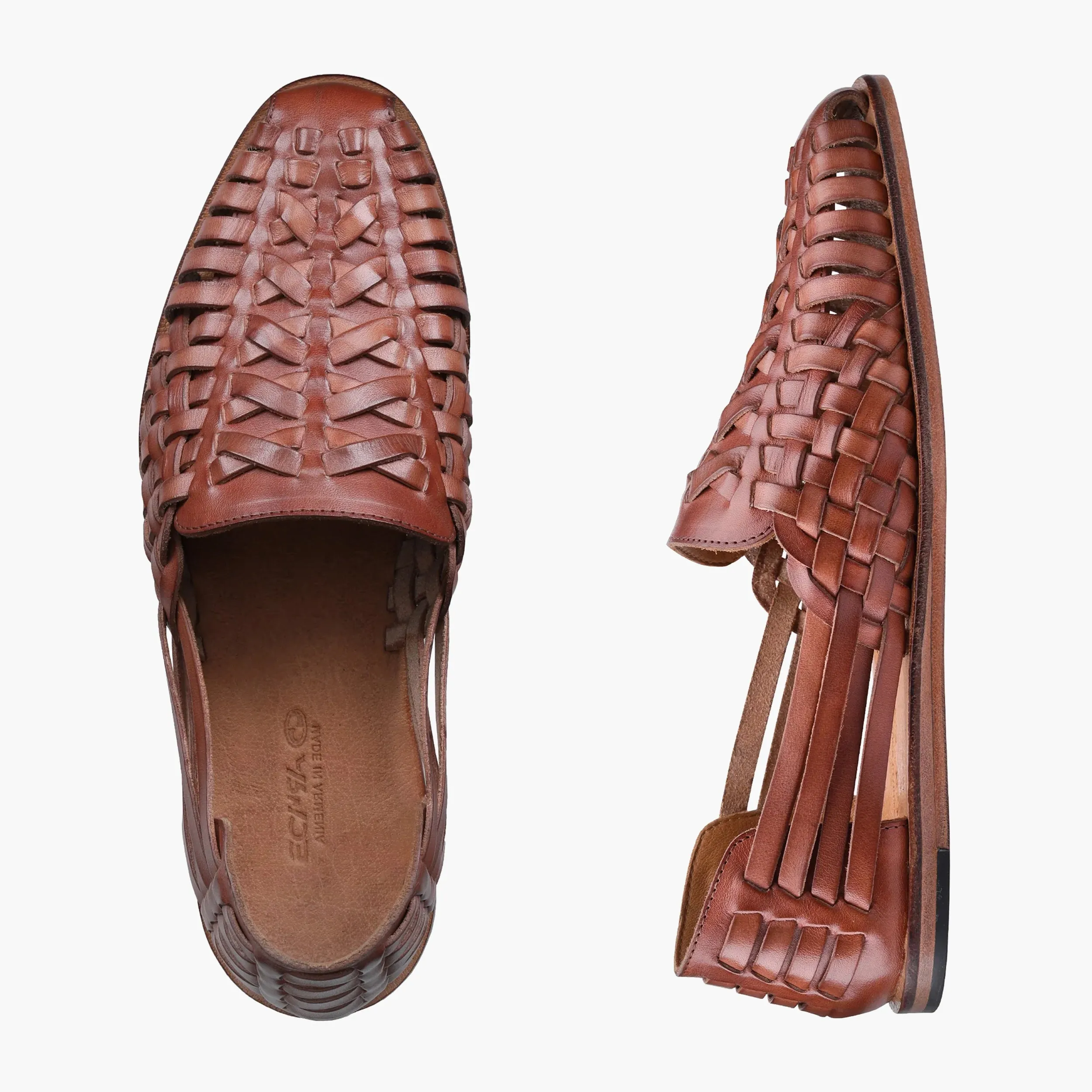 Men's Brown Leather Huarache Sandal Sandals With Arch Support And Back Strap