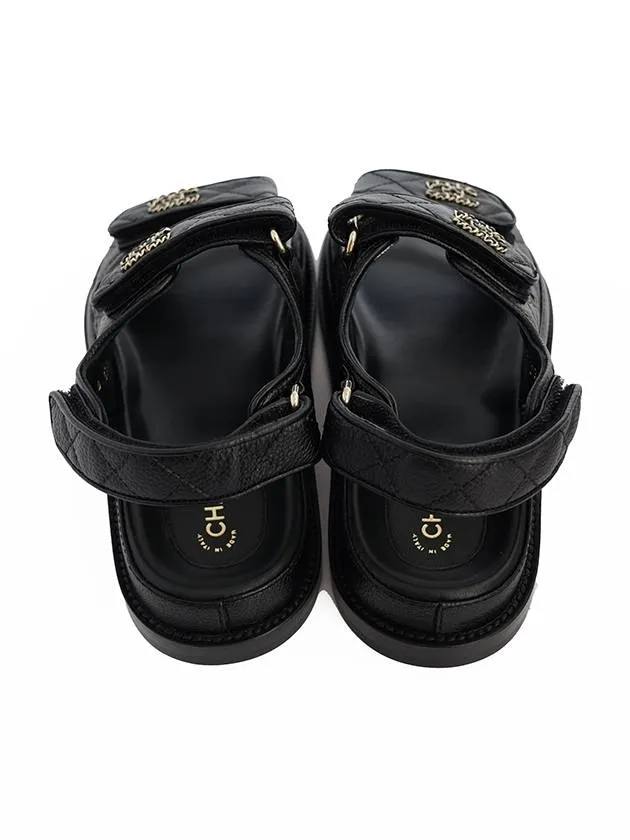Stride Rite Sandals WoMen's CC Logo Velcro Sandals Gold Black Chanel