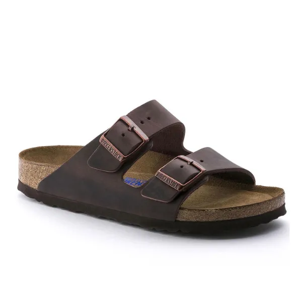 Birkenstock Men's Arizona Soft Footbed Oiled Leather Habana Sandals With A Little Heel