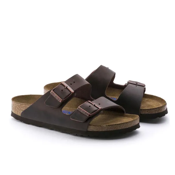 Birkenstock Men's Arizona Soft Footbed Oiled Leather Habana Gold Leather Sandals