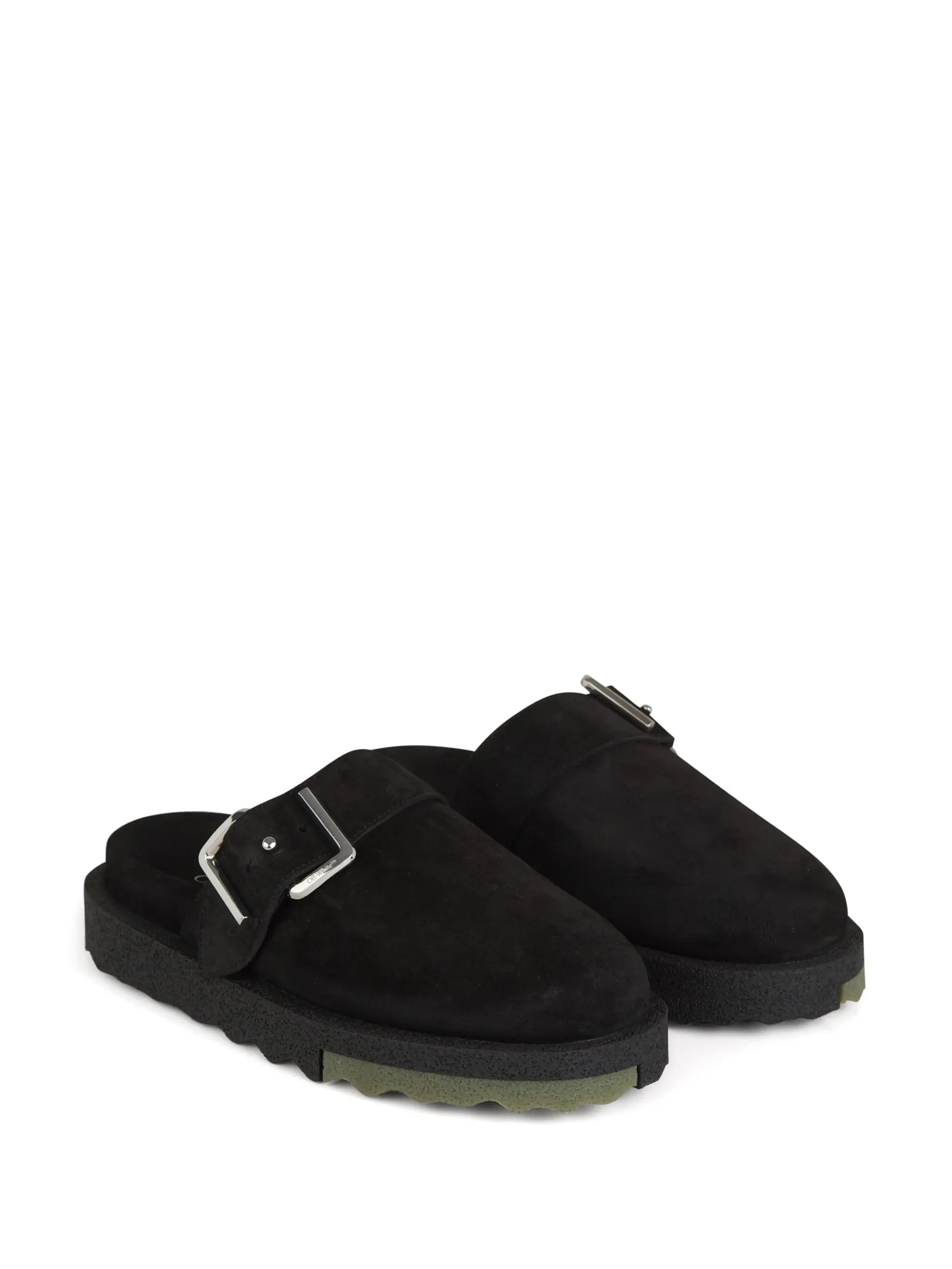 Black Buckle Detail Suede Slippers Ballet Slippers Clipart