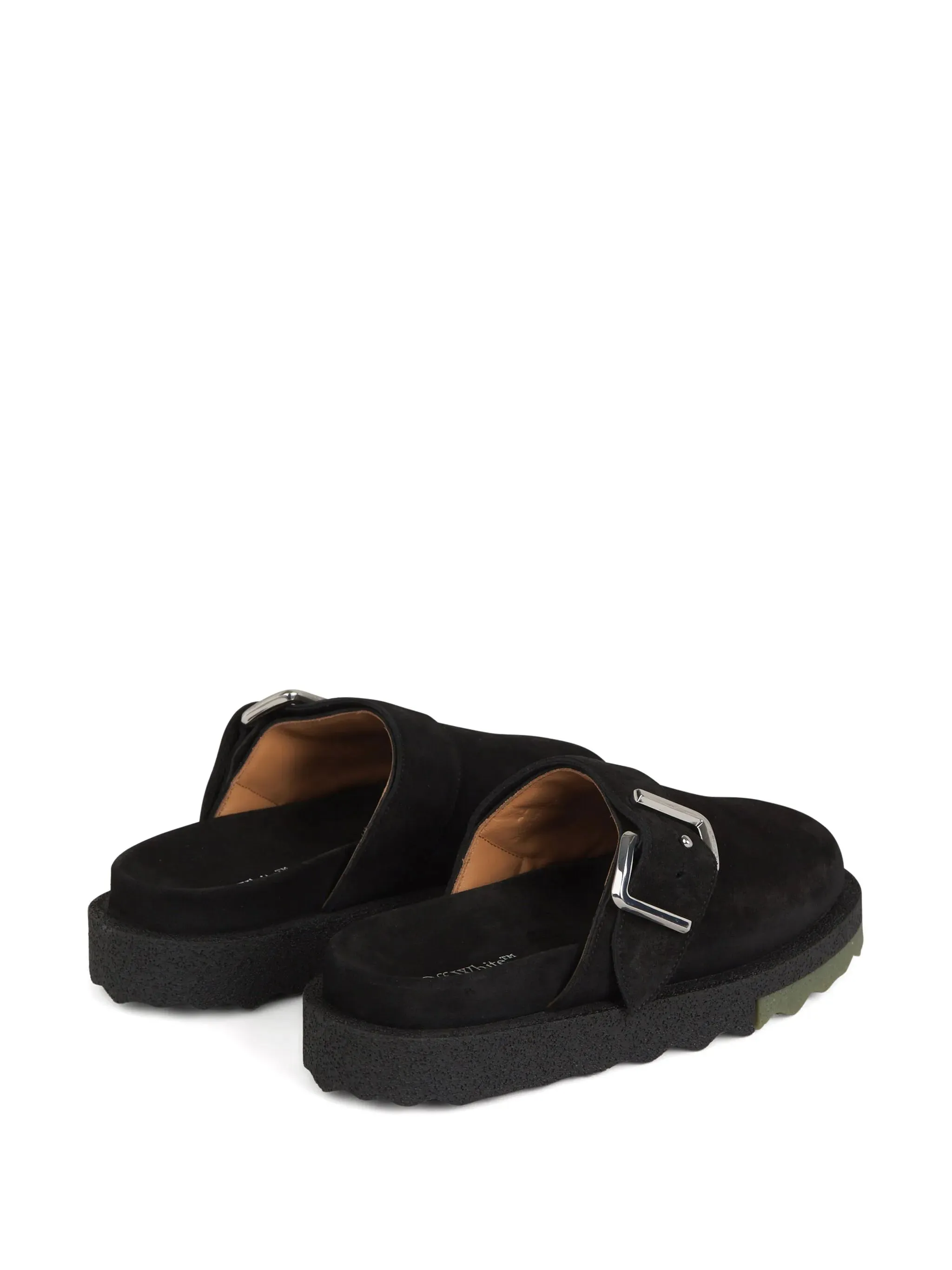 Black Buckle Detail Suede Slippers Warm Home Slippers