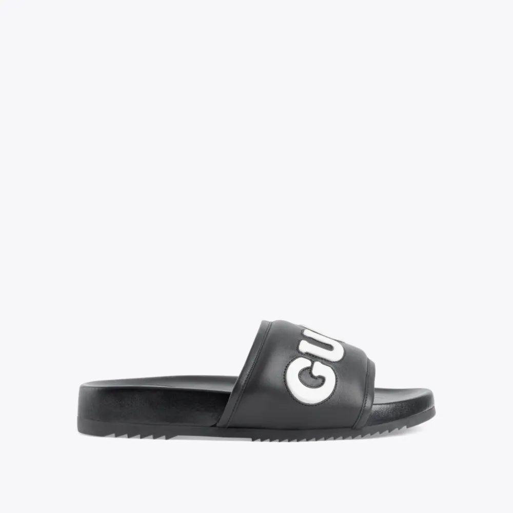 Platform Dress Sandals Black Leather Slide Sandal - Designer Slides & Sandals for Men