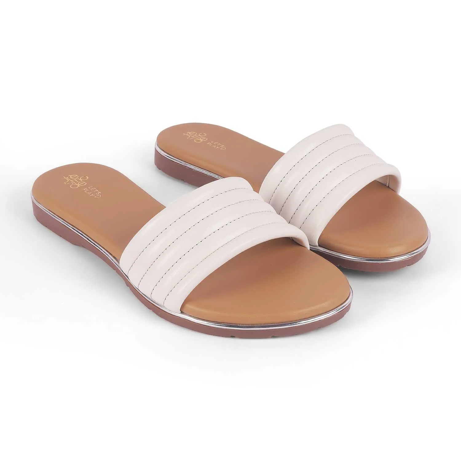 Tresmode Hars White Women's Casual Flats Flat Floral Shoes