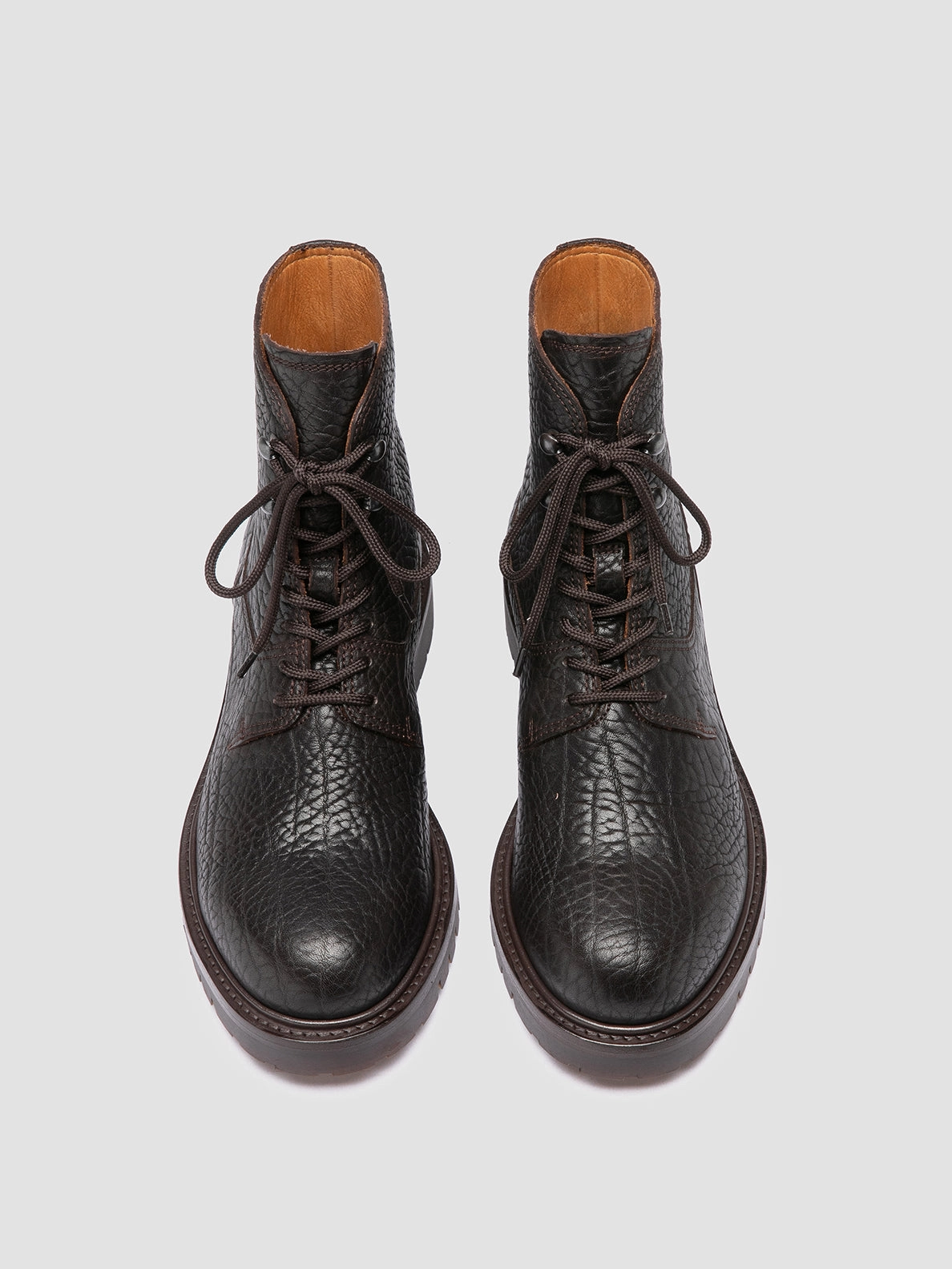 Moncler Snow Boots BOSS 017 - Brown Leather Lace-Up Boots