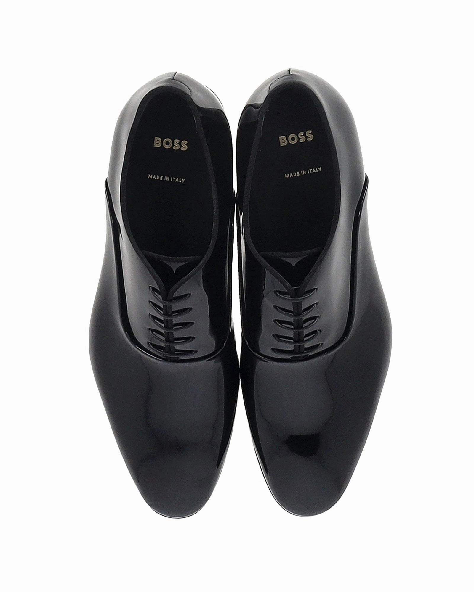 Boss Oxford Shoes in Black Patent Leather Wing Moc Oxford