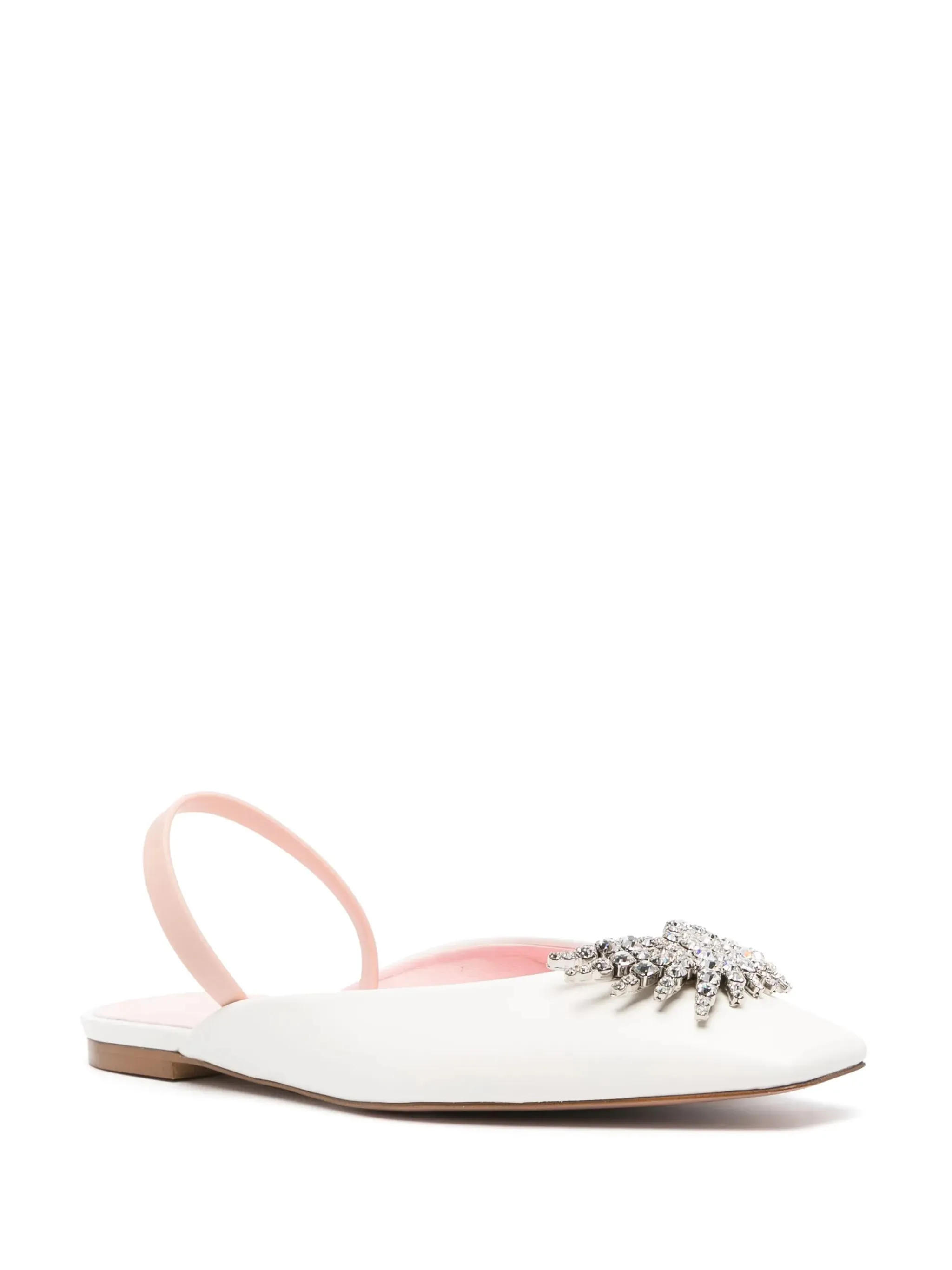 Drizella crystal-embellished ballerina shoes Flat Soft Leather Shoes