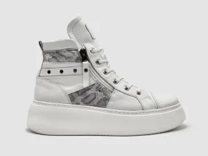 Women's Tall Zip-Up Leather Sneakers - White Walking In Sneakers