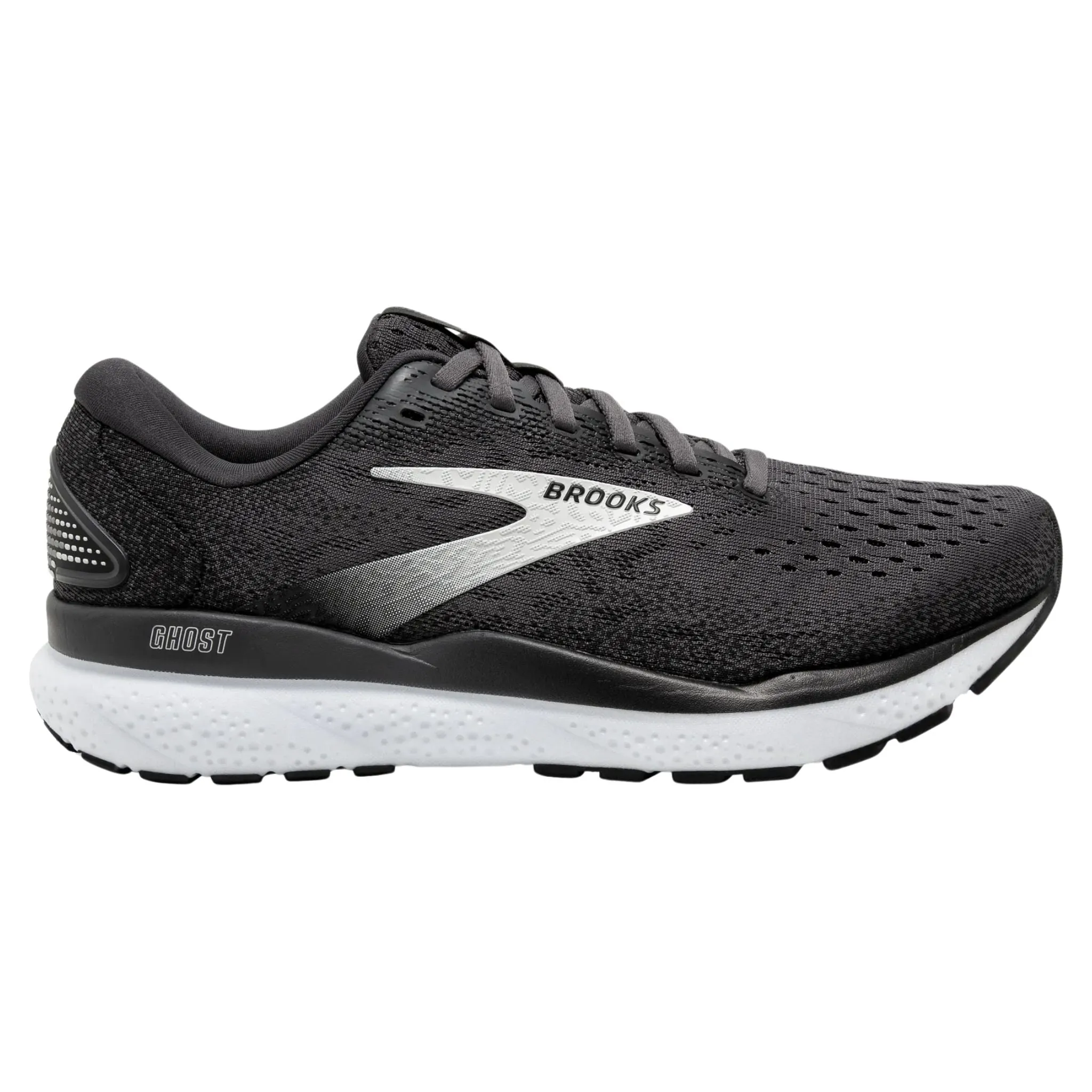 Brooks Men's 110418 090 Ghost 16 Black Grey White Cushion Support Running Shoes (WIDE) Running Shoes Austin