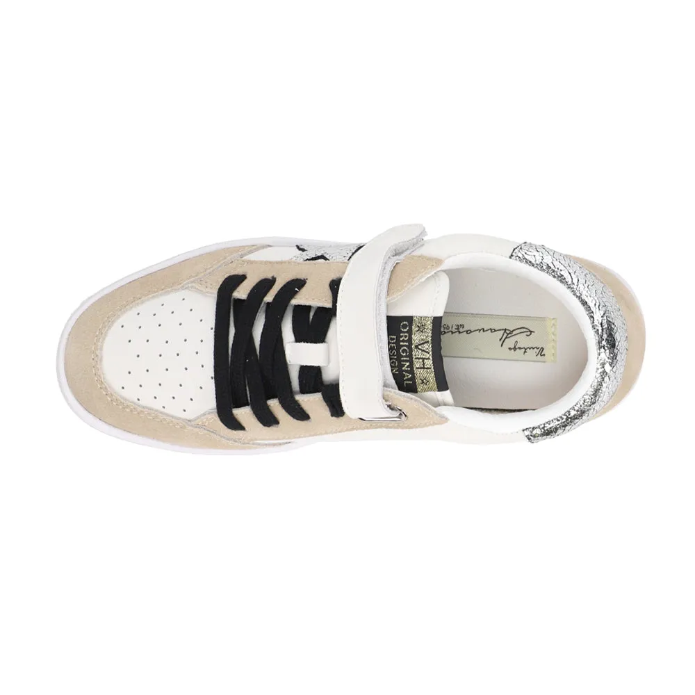 Dakota Metallic Perforated Slip On Sneakers Velcro Sneakers For Adults