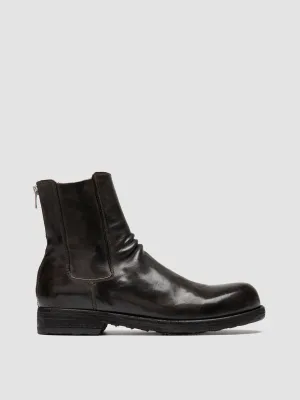 BULLA DD 104 - Grey Leather Zipped Boots Felt Boots